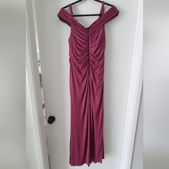 Azazie York Mulberry Off-Shoulder Floor-Length Evening Gown Dress - Picture 16 of 16